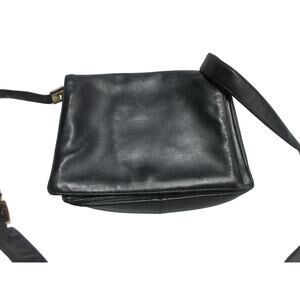 Vintage Lord & Taylor Genuine Leather Crossbody Bag Purse Black 7" x 8.25"